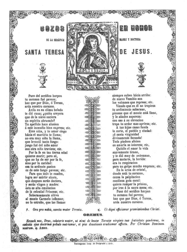 Teresa gozos 1863c Terragona