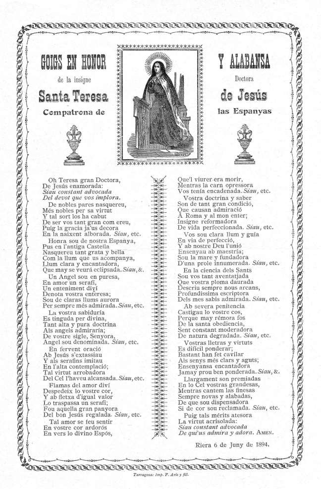 25 Teresa goigs 1894 Tarragona AdG+