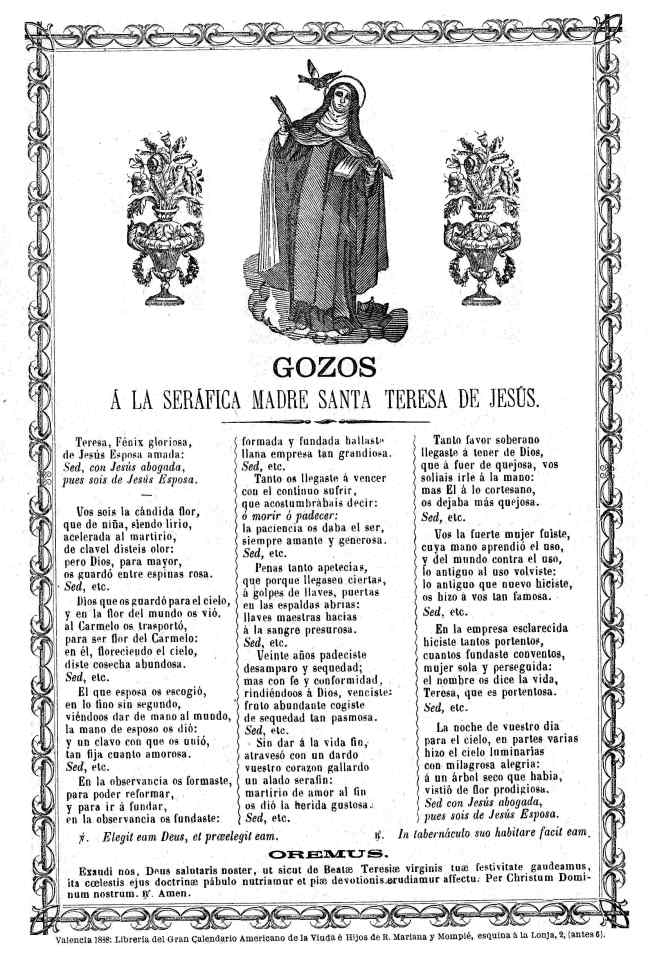 Teresa gozos 1888 Valencia